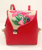 Кожаная сумка рюкзак с рисунком "Летняя лужайка"