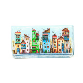 Стильный женский кошелек с рисунком ручной работы "Городок"