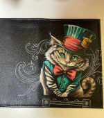 Кожаная обложка на паспорт с рисунком ручной работы «Чеширский Кот»