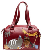 Сумка женская с аппликацией из натуральной кожи "Питерский кот"