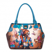 Женский саквояж с рисунком девушки и бабочек "Морская фея"