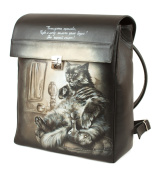 черный мужской рюкзак с росписью "Кот Бегемот"