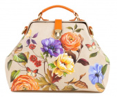 Саквояж из натуральной кожи "Разноцветные лепестки"