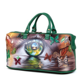 Саквояж из кожи ручной работы с рисунком "Взгляд в бесконечность"