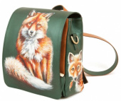 Кожаная сумка-рюкзак с рисунком "Плутовка"