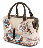 Дамский саквояж из кожи с росписью "Бабочка"