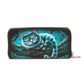 Женское портмоне с рисунком на коже "Чеширский кот"