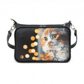 Авторская женская сумка ручной работы с рисунком “Кошечка в огоньках”