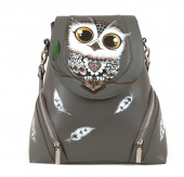 Модная женская сумка-рюкзак с ручной росписью "Совенок"