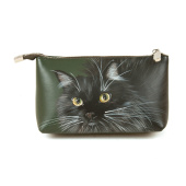 Дорожная женская косметичка из натуральной кожи с росписью на заказ "Кошечка" - ручная работа