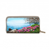 Женское кожаное портмоне с рисункомс росписью "Монтрё"