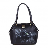 Кожаный саквояж с росписью кошечки "Интерес"