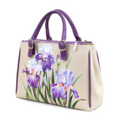 Сумка женская из натуральной кожи с рисунком ручной работы «Ирисы»