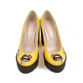 Кожаные туфли на платформе ручной работы "Сладость"