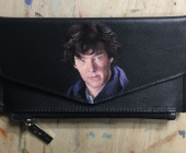 Женский кожаный кошелек с портретом Бенедикта Кэмбербэтча ручной работы