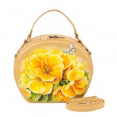 Кожаная полукруглая сумка с рисунком "Орхидеи"