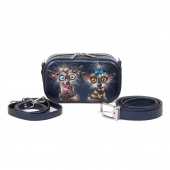 Женская кожаная сумка через плечо с рисунком ручной работы "Злые собачки"