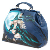 Сумка саквояж женская с росписью по коже "Ведьмочка"