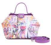 Кожаный саквояж с ручной росписью "Старый трамвай"