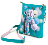 Прямоугольная сумка кросс боди из натуральной кожи с рисунком ручной работы на заказ "Жирафик"