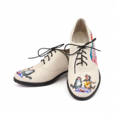 Кожаные полуботинки с ручной росписью "Питерские коты"