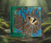 Вертикальное портмоне на магнитах с рисунком в изумрудном оттенке "Глаз Дракона"