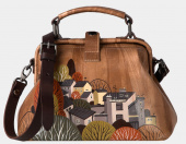 Женский саквояж с ручной росписью "Городок"