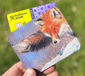 Кожаный холдер для карт ручной работы с фото-принтом «Лисичка»