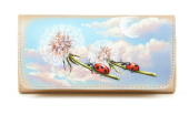 Женский кожаный кошелек-визитница с рисунком "Полет"