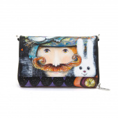 Сумка клатч через плечо с росписью "Алиса в стране чудес"