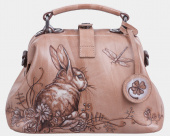 Женский саквояж ручной работы с выжиганием по коже "На поляне"