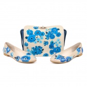 Комплект балетки и сумка через плечо "Хризантемы"