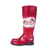 Высокие женские сапоги с росписью "Ангелочки"