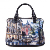 Кожаный саквояж с рисунком города "Осенний Киев"