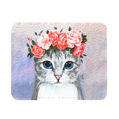 Холдер из кожи для карт с принтом "Кошка в венке"