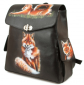 Рюкзак женский из кожи с рисунком лисы "Патрикеевна"