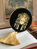 Вечерняя сумка-минодьер из замши с вышивкой "Маска"