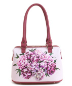 Женский саквояж из кожи с рисунком "Пионы"