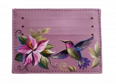 Холдер для карт с рисунком ручной работы "Колибри и орхидея"