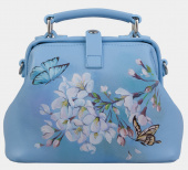 Женский маленький саквояж из кожи "Весенний сад"