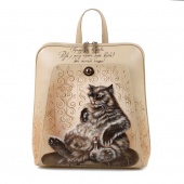 Кожаный рюкзак с рисунком "Кот Бегемот"