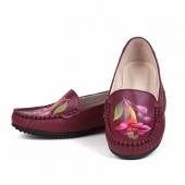 Женские мокасины из кожи "Яркие колокольчики"