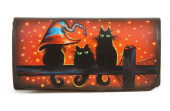 Кожаный женский кошелек с рисунком ручной работы "Три кота"