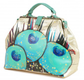 Светлый кожаный саквояж с рисунком "Фэнтези"