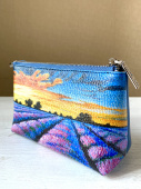Кожаная косметичка с росписью ручной работы «Лаванда»