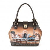 Женская сумка-саквояж с рисунком котов "Мы едем, едем"