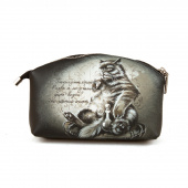 Кожаная косметичка с рисунком "Кот Бегемот"