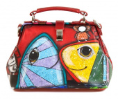 Женский кожаный саквояж с рисунком "Две рыбки"