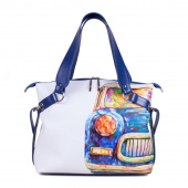 Сумка шоппер через плечо с  росписью "Старое авто"