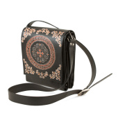 Мужская кожаная сумка через плечо с принтом ручной работы "Узор"